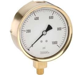 NOSHOK 25-300-100-PSI Pressure Gauge, Glycerin Filled, 1/4" NPT Bottom Connection, Brass Case, 0 to 100 psi-