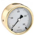 NOSHOK 25-310-600-PSI Pressure Gauge, Glycerin Filled, 1/4&quot; NPT Back Connection, Brass Case, 0 to 600 psi-