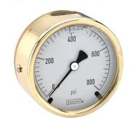NOSHOK 25-310-60-PSI Pressure Gauge, Glycerin Filled, 1/4&quot; NPT Back Connection, Brass Case, 0 to 60 psi-