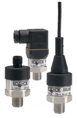 NOSHOK 300-30-1-1-2-8 Pressure Transducer, 30 psig, 4 to 20 mA Output, 2-wire, 1/4" NPT Male, Hirschmann-