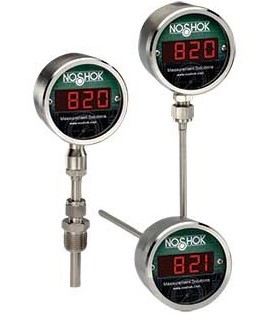 NOSHOK 821-1-1-U-0-32/400-36060-4 Digital Temperature Indicator with back connection, 32 to 400&amp;deg;F, 6&amp;quot;-