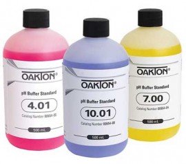 OAKTON WD-05942-11 4.01, 7.00 and 10.01 pH Buffer Pack, 500 mL Bottles, 30-Pack-