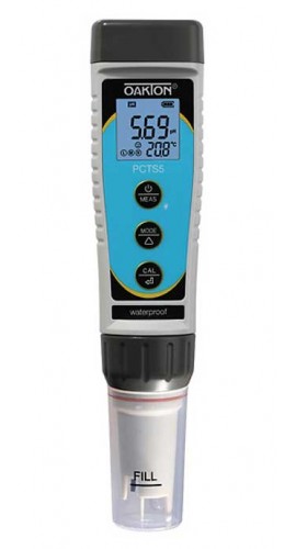 OAKTON WD-35634-60 PCTSTestr 5 Waterproof Pocket Tester, -2 to 16 pH, 0.1 to 10 ppt-