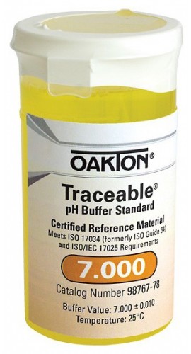 OAKTON WD-98767-78 Traceable One-Shot Buffer Solution, Yellow, pH 7-