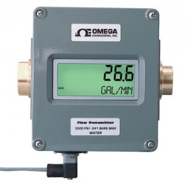Omega FLR7320D Inline Flow Meter with Analog Output, Water, 2 to 20 GPM, 3/4" NPT-
