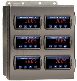 Precision Digital PDA2606 Stainless-Steel NEMA 4X Horizontal Enclosure, 13.5 x 12.9 x 6in, 6 Cutouts-