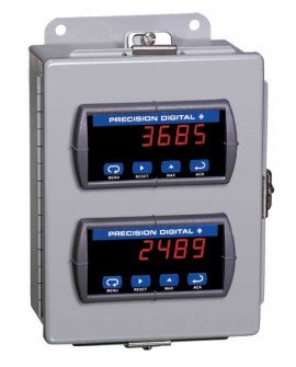 Precision Digital PDA2702 Steel NEMA 4 Horizontal Enclosure, 9.5 x 6.9 x 3.5in, 2 Cutouts-