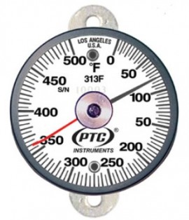 PTC Instruments 313FT1L Tab Mount Surface Thermometer with ancillary hand, 0 to 500&amp;deg;F-