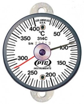 PTC Instruments 314CT1L Tab Mount Surface Thermometer with ancillary hand, 10 to 400&amp;deg;C-
