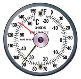 PTC Instruments 315DSL Dual-Scale Magnetic Surface Thermometer with ancillary hand, 0 to 150&amp;deg;F/-15 to 65&amp;deg;C-