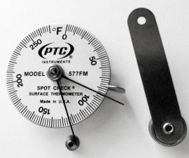 PTC Instruments 577FM Spot Check Direct Contact Thermometer with magnetic leaf spring and max-min hands, 0 to 270&amp;deg;F-