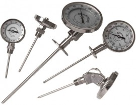 Pyromation BMI5A49-012-9HN-G-P-1170 Bi-Metal Thermometer, 1/2&quot; NPT, 0 to 220&amp;deg;F-