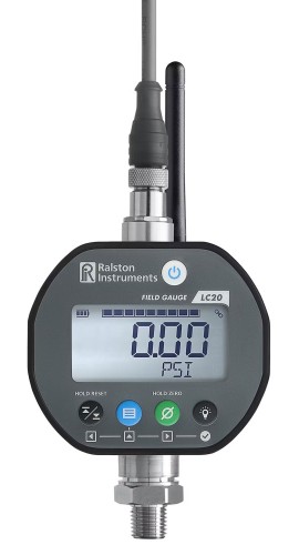 Ralston Field Gauge LC20 Pressure/Vacuum and Temperature Sensor Gauge with Bluetooth and &amp;frac14;&amp;quot; male NPT connection, 15 psi/-30 inHg, -22 to 302&amp;deg;F-