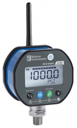 Ralston Field Gauge LC20 Digital Pressure Gauge with Bluetooth, 15 psi, &amp;frac14;&amp;quot; male NPT bottom connection-