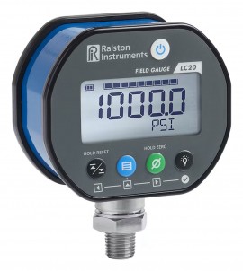 Ralston Field Gauge LC20 Digital Pressure Gauge, -15 to 30 psi / -100 to 200 kPa, 1/4" Male NPT bottom connection-