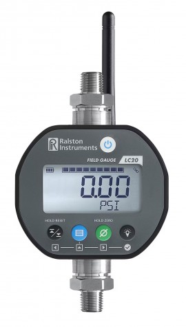 Ralston Field Gauge LC20 Dual Pressure Sensor Gauge with Bluetooth and &amp;frac14;&amp;quot; male NPT connection, 15 psi top, 1000 psi bottom-