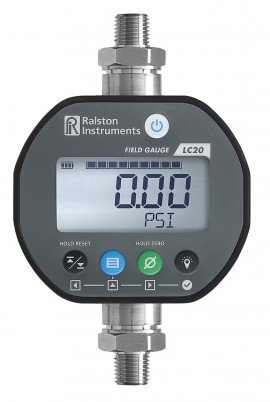 Ralston Field Gauge LC20 Dual Pressure Sensor Gauge with &amp;frac14;&amp;quot; male NPT connection, 5 psi top, 5000 psi bottom-