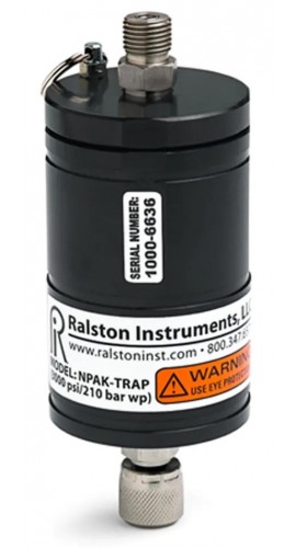 Ralston NPAK-TRS0 Liquid Trap, male Quick-Test top port, female Quick-Test bottom port-