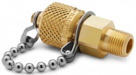 Ralston QTFT-1MB1 Brass Quick-Test Connector with cap and chain, 0.125&quot; male NPT x male QT, check-valve-