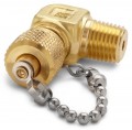 Ralston QTFT-2MBL Brass Connector with cap and chain, male 0.25" NPT x male Quick-Test 90&amp;deg; elbow-