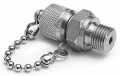 Ralston QTFT-2MS0-RS G Male BSPP (ISO 228/1) x Male Quick-Test Adapter with cap and chain, 0.25", stainless steel-