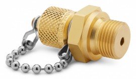 Ralston QTFT-3MB0-RS G Male BSPP (ISO 228/1) x Male Quick-Test Adapter with cap and chain, 0.38&quot;, brass-