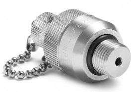Ralston QTFT-3MS0-QD Stainless-Steel Connector with cap and chain, 0.38" male Quick-Connect x male Quick-Test-
