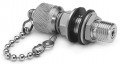 Ralston QTFT-HHSB Stainless-Steel Bulkhead Union with cap and chain, male Quick-Test x male Quick-Test-