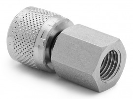 Ralston QTHA-2FSA-MP Stainless-Steel Adapter, 0.25" female medium pressure (CPF 7/16-20) x female Quick-Test-