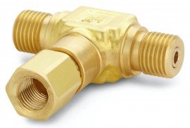Ralston QTHA-HSTB-1F Brass Branch Tee Connector, male Quick-Test run x male Quick-Test run x 0.13&quot; female NPT-