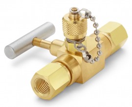 Ralston QTVF-000B-2F-2F Shut-Off Valve with 0.25" female NPT x 0.25" female NPT with male QT test port, brass-