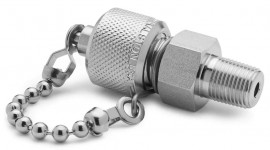 Ralston XTFT-1MS0 Male NPT x Male Quick-Test XT Adapter with cap and chain, 0.13", stainless steel-