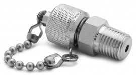 Ralston XTFT-2MS0 Male NPT x Male Quick-Test XT Adapter with cap and chain, 0.25&quot;, stainless steel-