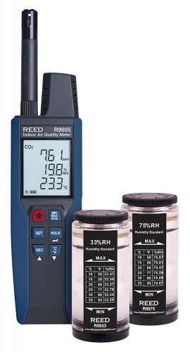 REED R9905-KIT Data Logging Indoor Air Quality Meter with Humidity Calibration Standards-