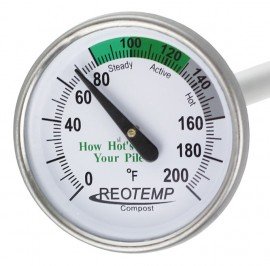 REOTEMP FG Backyard Compost Thermometer, 0 to 200&amp;deg;F, 20&amp;quot; stem-