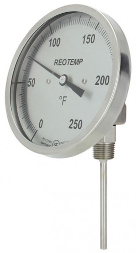 REOTEMP JJ Adjustable Angle Bimetal Thermometer, 5&amp;quot; dial, 0 to 150&amp;deg;F-