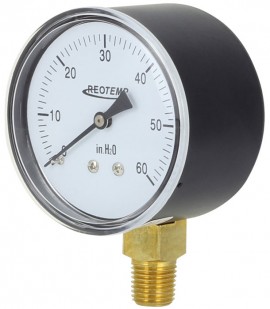 REOTEMP PC25 General Purpose Low Pressure Gauge with bottom mount, 2.5&quot; dial, 0 to 200 inH<sub>2</sub>O-
