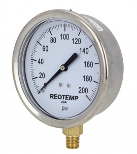 REOTEMP PG25C Industrial Stainless/Brass Gauge, 0 to 60 psi, 2.5&amp;quot; dial-