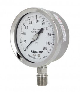 REOTEMP PR40 Heavy Duty Repairable Stainless Gauge with tempered glass, 4&amp;quot; dial, 0 to 10,000 psi-