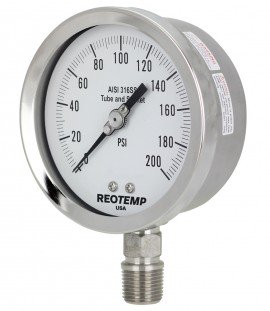 REOTEMP PR40 Heavy-Duty Repairable Stainless Gauge, 4&amp;quot; dial, 0 to 600 psi-