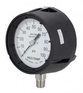 REOTEMP PT45 Industrial Process Gauge with tempered glass, 4.5&amp;quot; dial, 0 to 6000 psi-