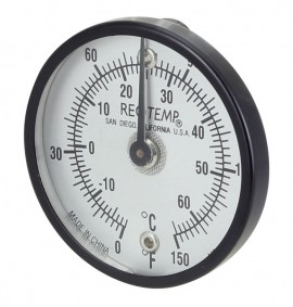 REOTEMP SUR Surface Bimetal Thermometer, 0 to 250&amp;deg;F and -20 to 120&amp;deg;C-