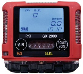 RKI GX-2009 Series Multi-Gas Detector with alligator clip, LEL/H&lt;sub&gt;2&lt;/sub&gt;S-