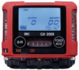 RKI GX-2009 Series Multi-Gas Detector with alligator clip, H&lt;sub&gt;2&lt;/sub&gt;S/CO-