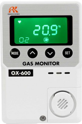 RKI OX-600 Stand Alone Oxygen Monitor with 16.4&#039; sensor cable, 0 to 25% volume, battery-operated-