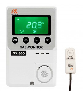 RKI OX-600 Single-Gas Detector with 9.84&#039; sensor cable installed, O&lt;sub&gt;2&lt;/sub&gt;, battery operated-