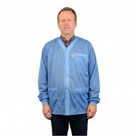 SCS 770018 Smock Jacket with knitted cuffs, blue, 5XL-