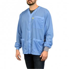 SCS 770102 3-Pocket Dual-Wire Smock Jacket with Knitted Cuffs, Medium, Blue-