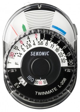 Sekonic TWINMATE L-208 Analog Light Meter, 3 to 17 EV, 12 to 12,500 ISO-