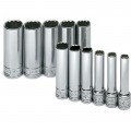 SK Tools 1350 12-Point Deep Metric Socket Set, 11-pack, 1/4" drive-